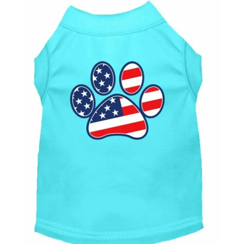 Patriotic Paw Screen Print Shirts - Aqua