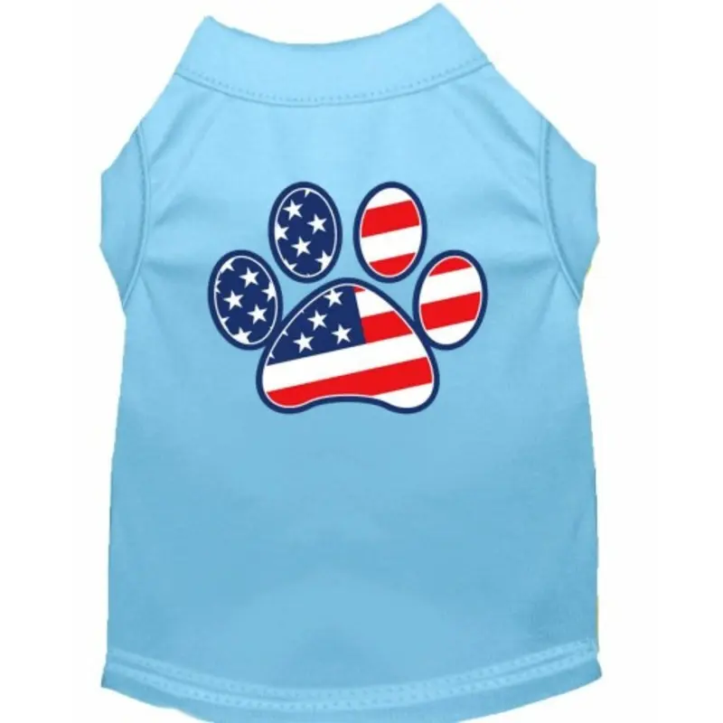 Patriotic Paw Screen Print Shirts - Baby Blue