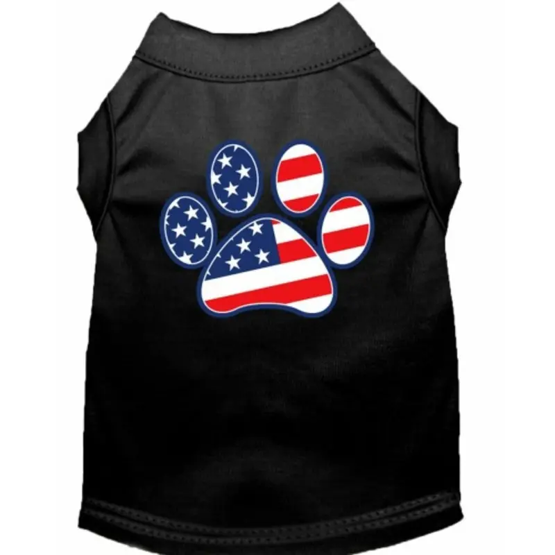 Patriotic Paw Screen Print Shirts - Black