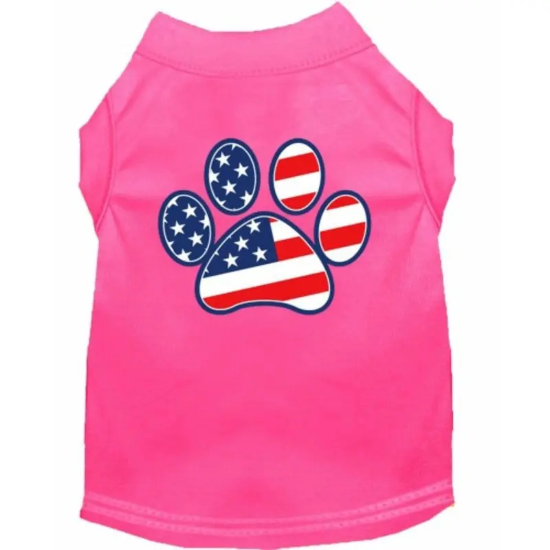 Patriotic Paw Screen Print Shirts - Bright Pink