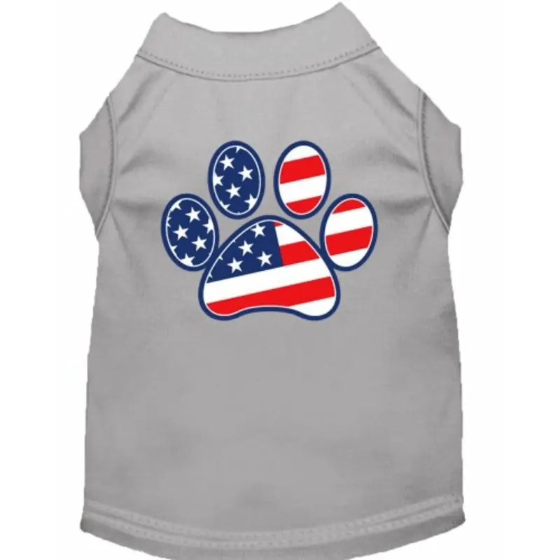 Patriotic Paw Screen Print Shirts - Grey
