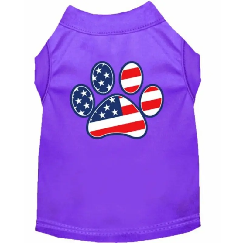 Patriotic Paw Screen Print Shirts - Purple