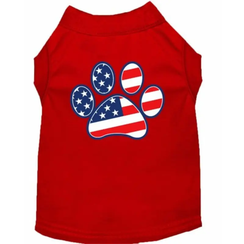 Patriotic Paw Screen Print Shirts - Red