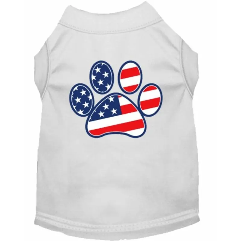 Patriotic Paw Screen Print Shirts - White