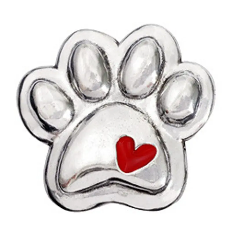 Pewter Paw Dog Magnet with Heart