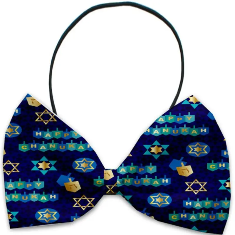 Chanukah Bliss Pet Dog Bow Tie Elastic - Necks 10 - 19 inches