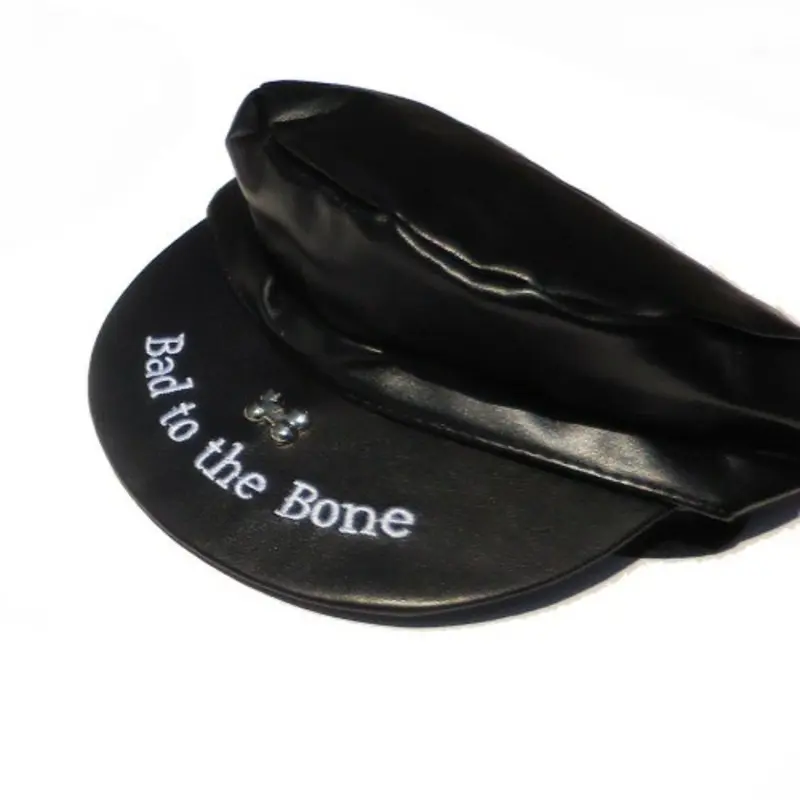 Dog Biker Motorcycle Cap - Bad to the Bone Black, XXS