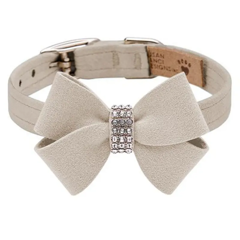 Custom - Doe Nouveau Bow Dog Collar - Add Giltmore or Stardust Teacup   5 -6.5" neck