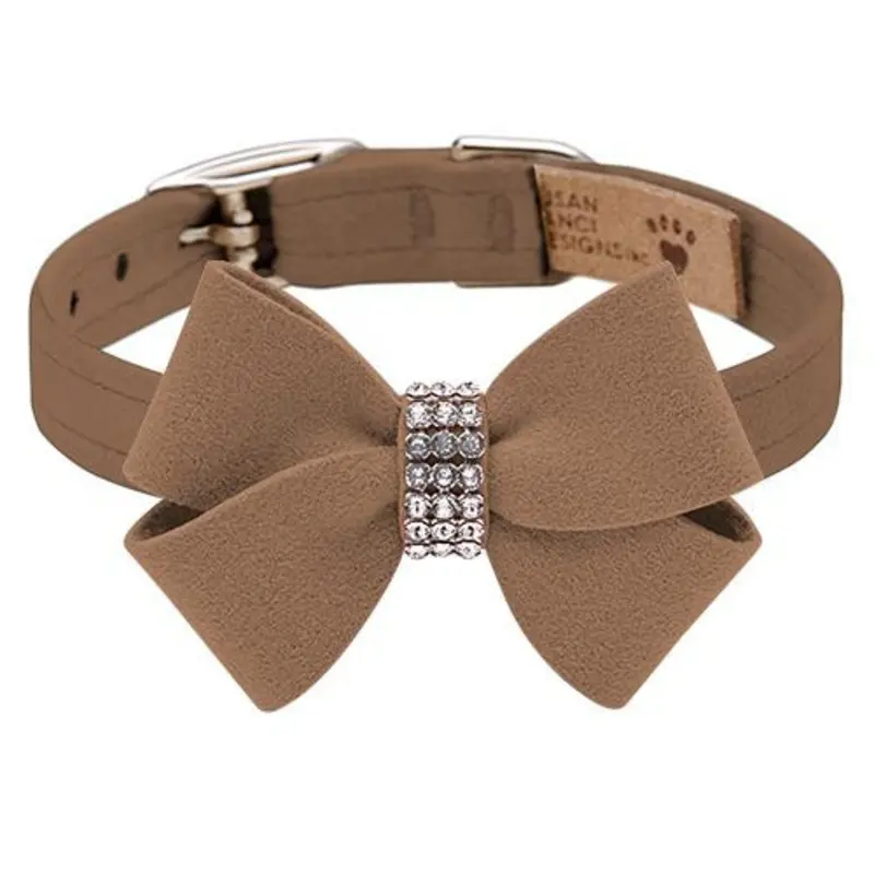 Custom - Fawn Nouveau Bow Dog Collar - Add Giltmore or Stardust Teacup   5 -6.5" neck
