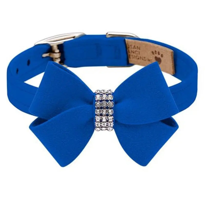 Custom - Royal Blue Nouveau Bow Dog Collar - Add Giltmore or Stardust Teacup   5 -6.5" neck
