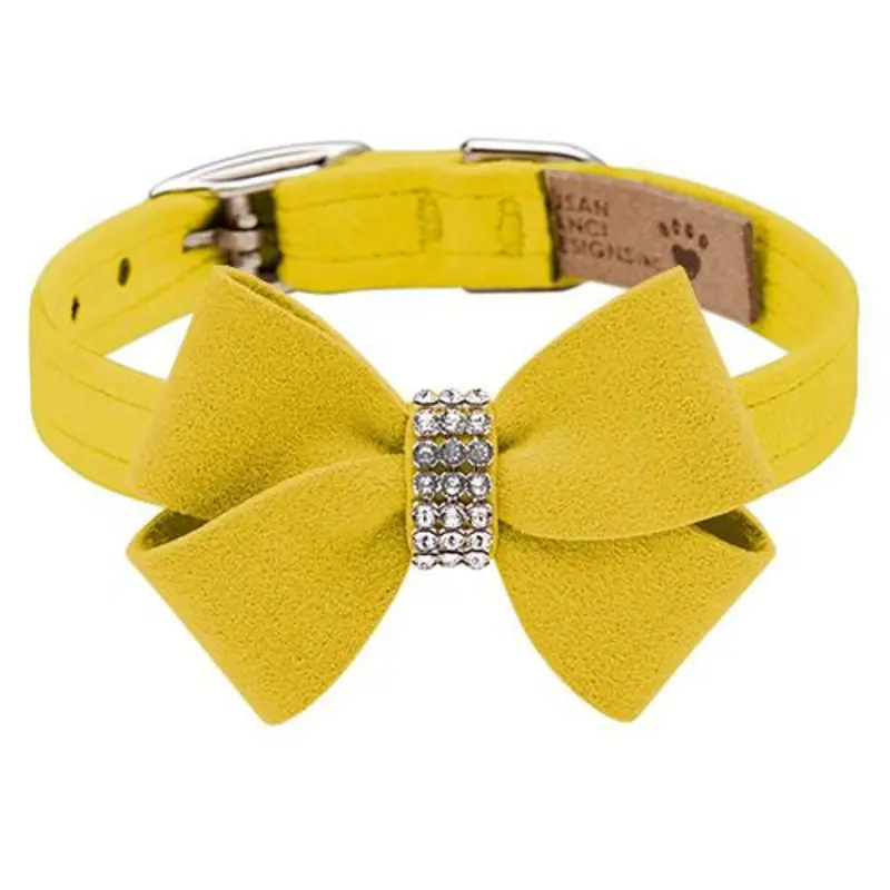 Custom - Sunshine Nouveau Bow Dog Collar - Add Giltmore or Stardust Teacup   5 -6.5" neck