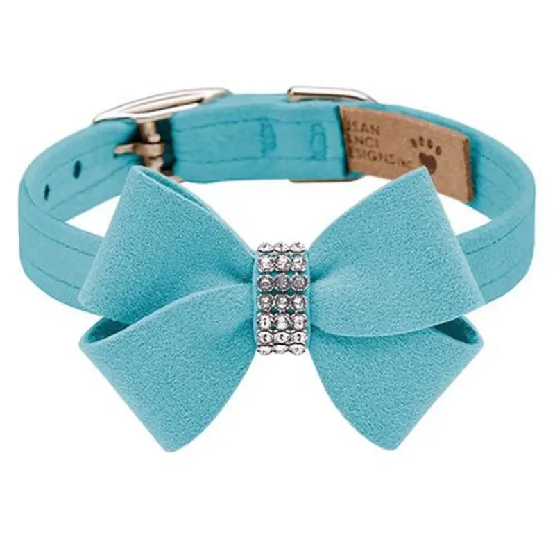 Custom - Tiffi Blue Nouveau Bow Dog Collar - Add Giltmore or Stardust Teacup   5 -6.5" neck