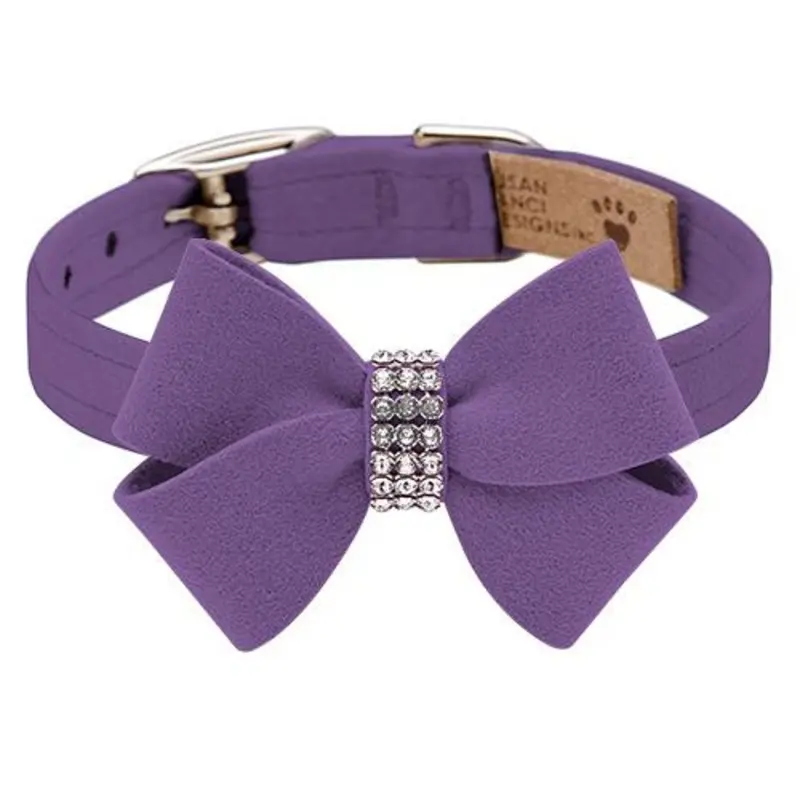Custom - Ultraviolet Nouveau Bow Dog Collar - Add Giltmore or Stardust Teacup   5 -6.5" neck