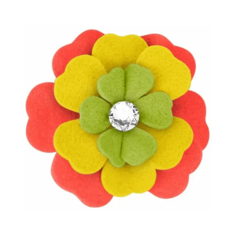 Citrus Flower Dog Hair Barrette - Electric Orange One Size