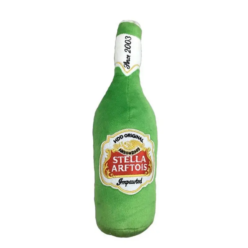 Stella Arftois Beer Bottle Plush Dog Toy One Size