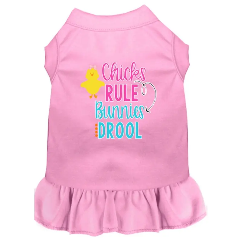 Chicks Rule Bunnies Drool Screen Print Dog Dress -10 Colors