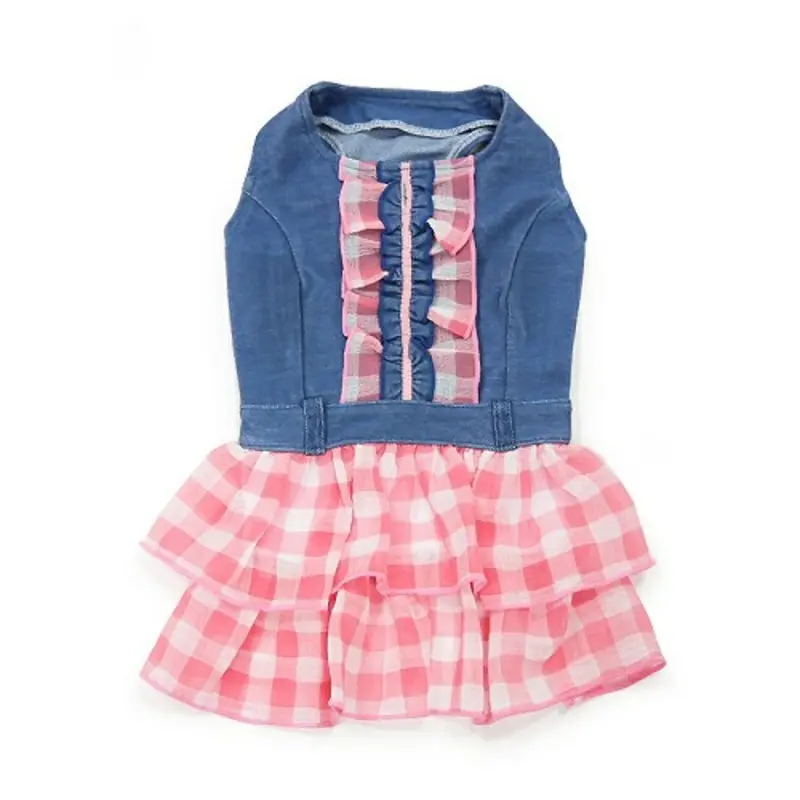 Denim & Pink Chic Dog Dress XS