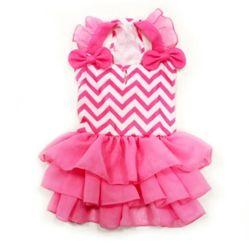 Pink Chevron Dog Dress XXS