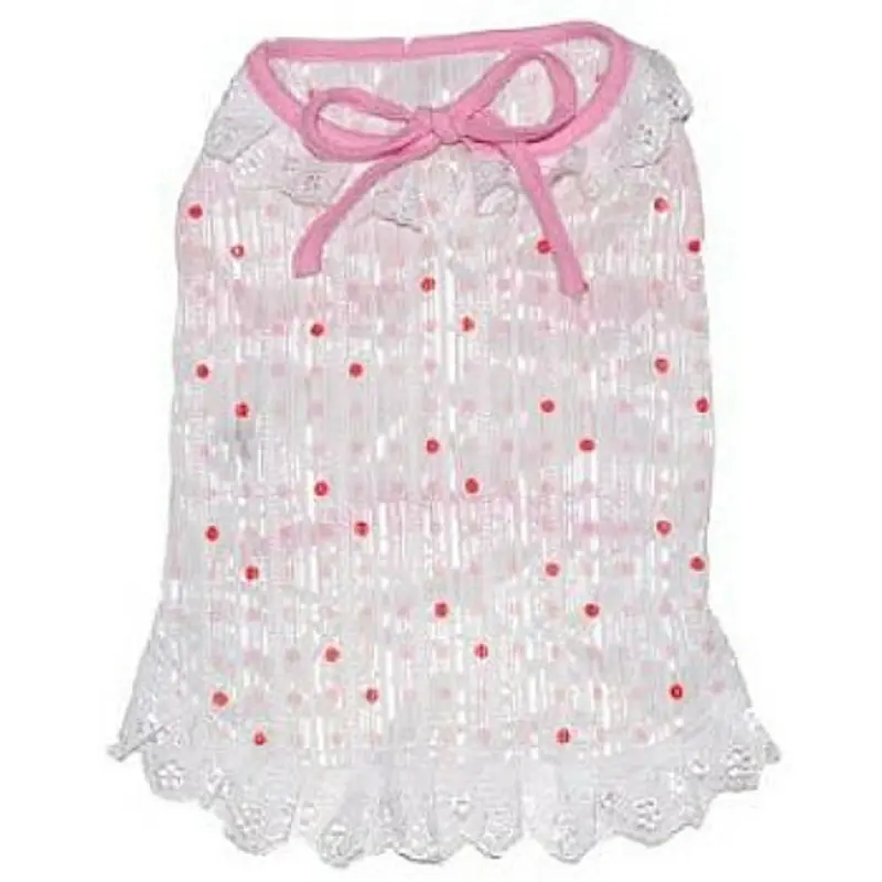 Pink Polka Dot Ruffle Dog Dress Medium