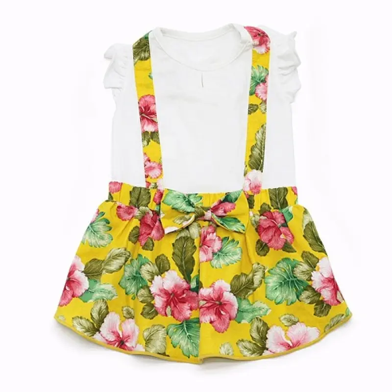 Yellow Floral Suspender Dog Dress S