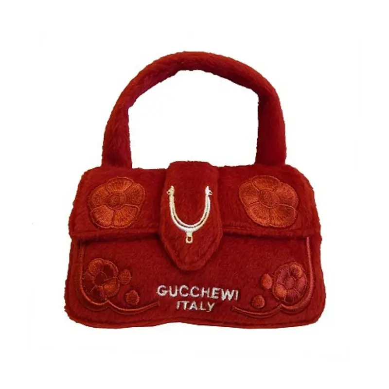 Gucchewi Red Floral Purse Plush Dog Toy One Size