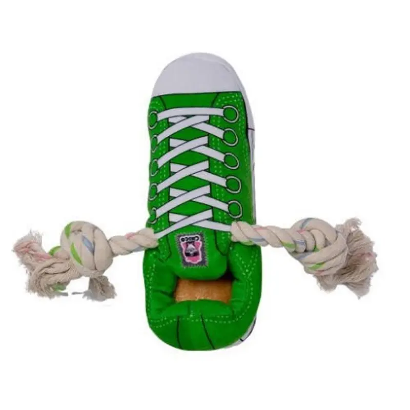 Squeaking Comfort Plush Sneaker Dog Toy - Green One Size