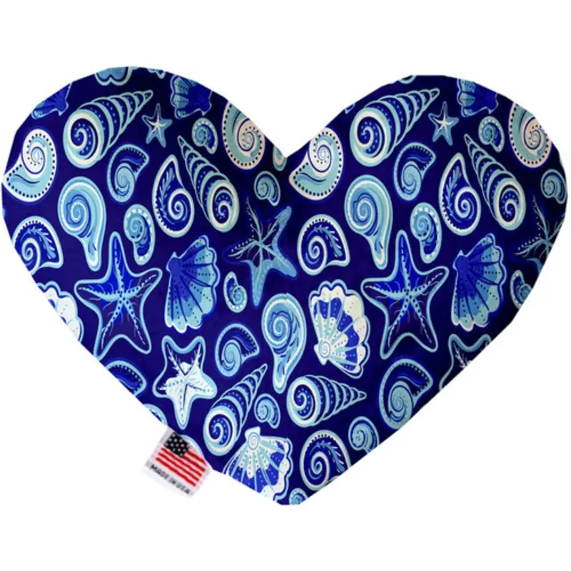 Blue Seashells Bone or Heart Dog Toy, More Sizes