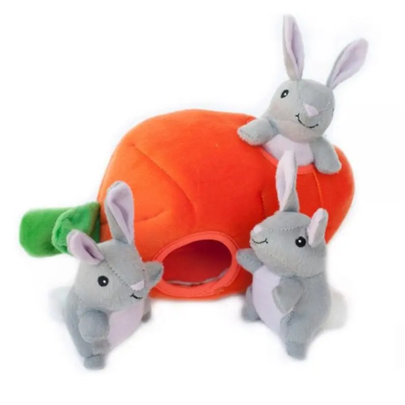Burrow Squeaky Hide and Seek Plush Dog Toy - Bunny &