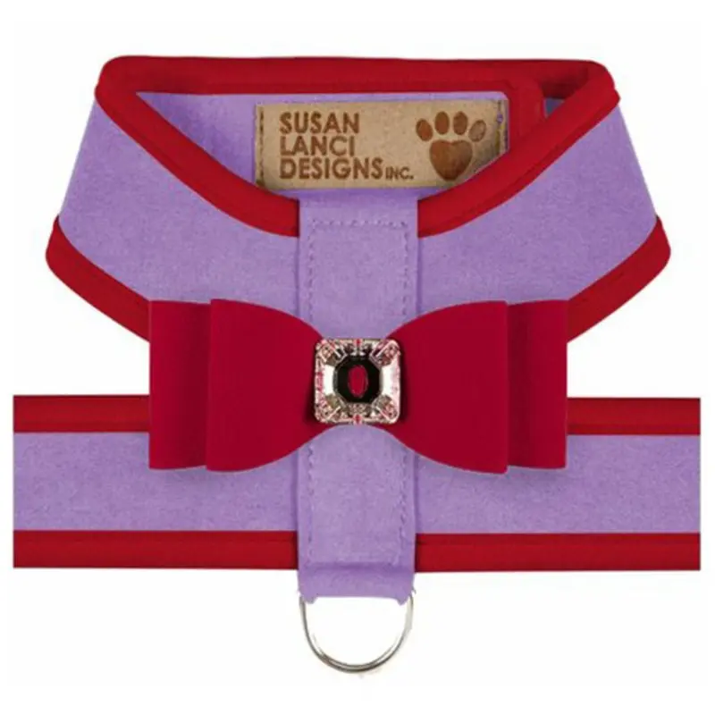 Big Bow Tinkie Harnesses - French Lavender / Red Trim & Bow