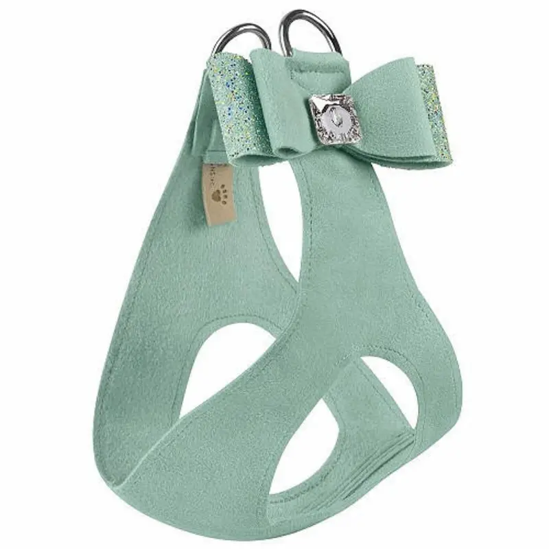 Mint Aurora Borealis Crystal Stellar Big Bow Dog Step In Harness