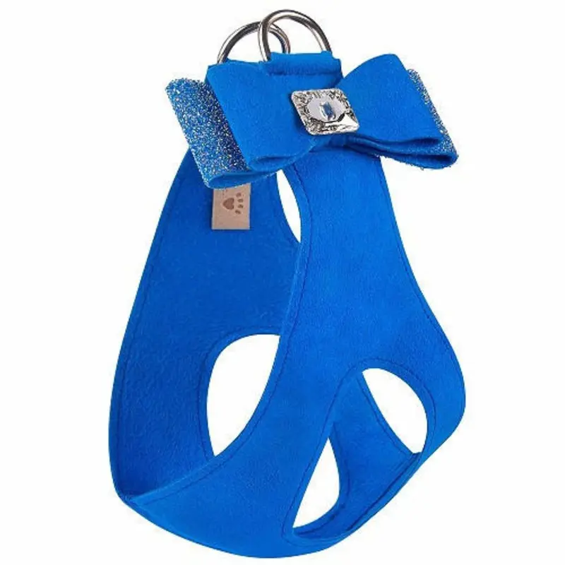 Royal Blue Aurora Borealis Crystal Stellar Big Bow Dog Step In Harness