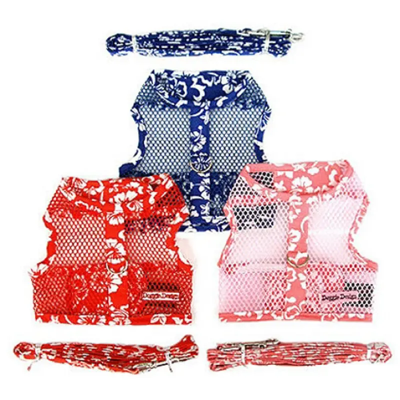 Hawaiian Open Mesh Netted Harnesses w/ Leash Pink, XS