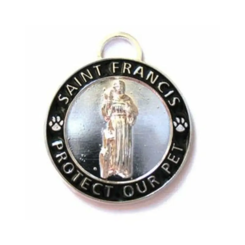 Black St. Francis Medallion Pet Dog Dog ID Tag Small
