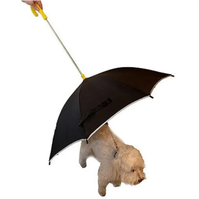 Dog Walking Umbrella w/ Reflective Lining & Leash Holder Pink