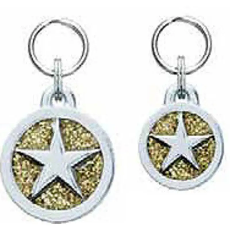 Engravable Glitter Symbol Dog ID Tag Charm - Star Small
