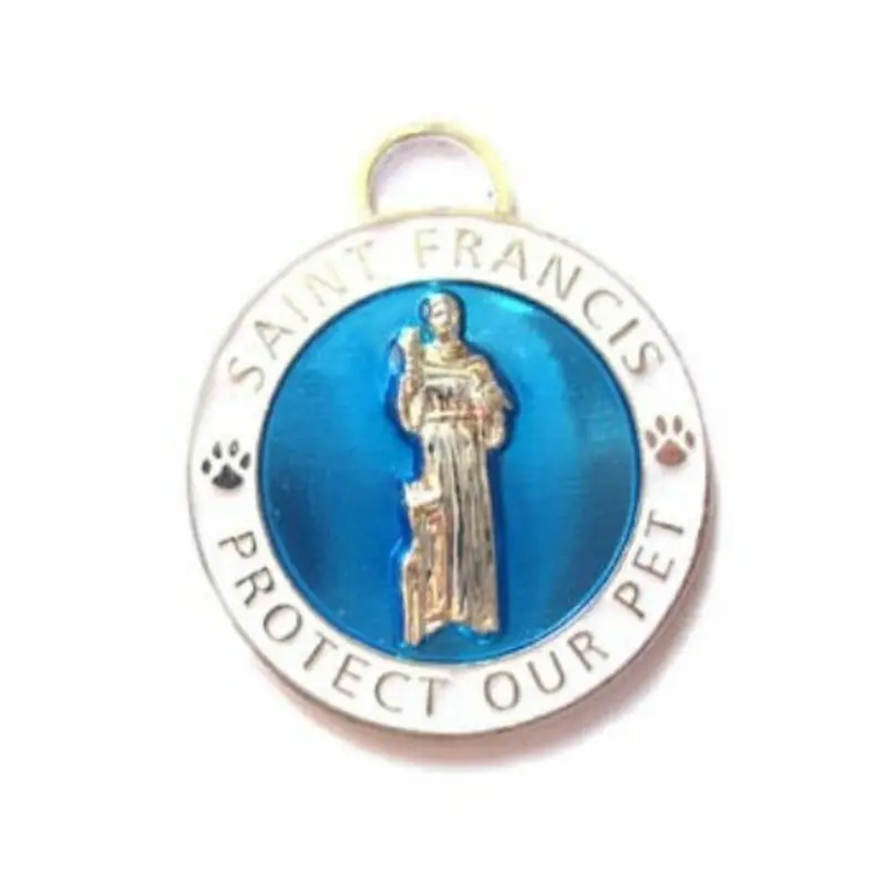 Light Blue St. Francis Medallion Pet Dog Dog ID Tag Small