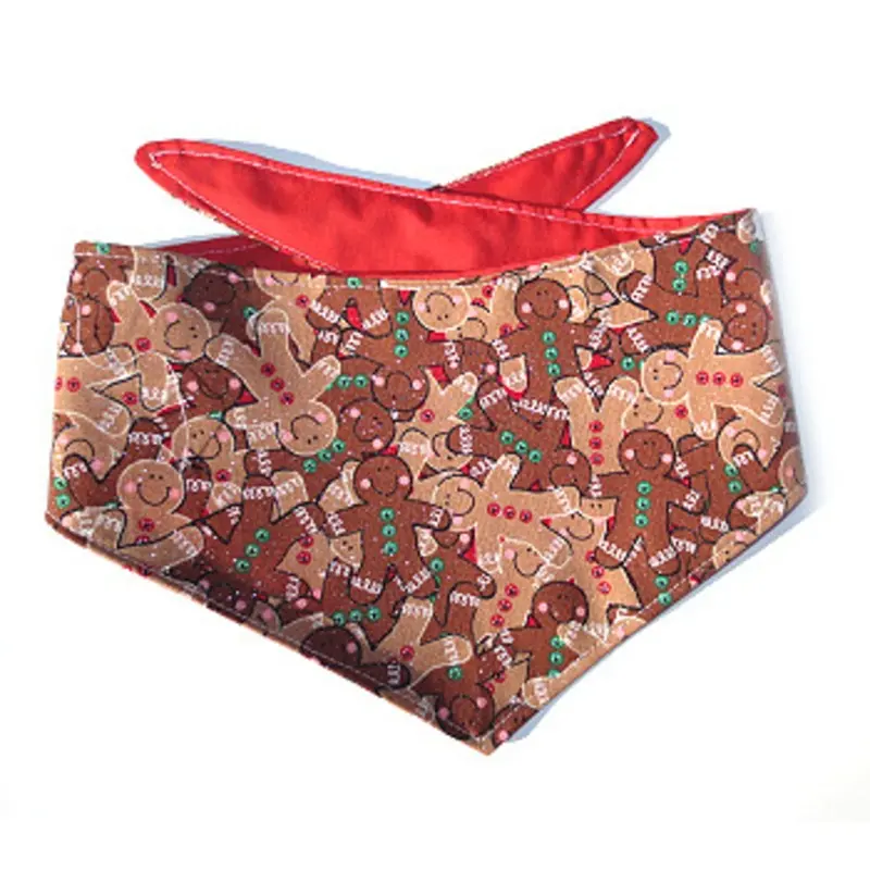 Christmas Dog Bandana - Happy Gingerbread Men X-Small