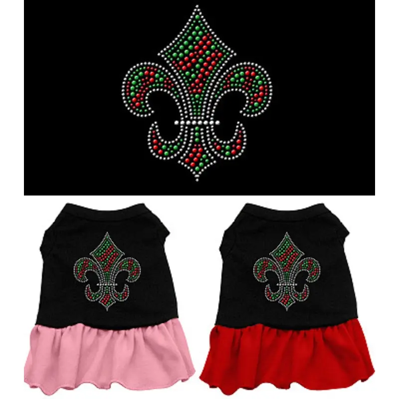 Christmas Fleur de Lis Rhinestone Christmas Dog Dress
