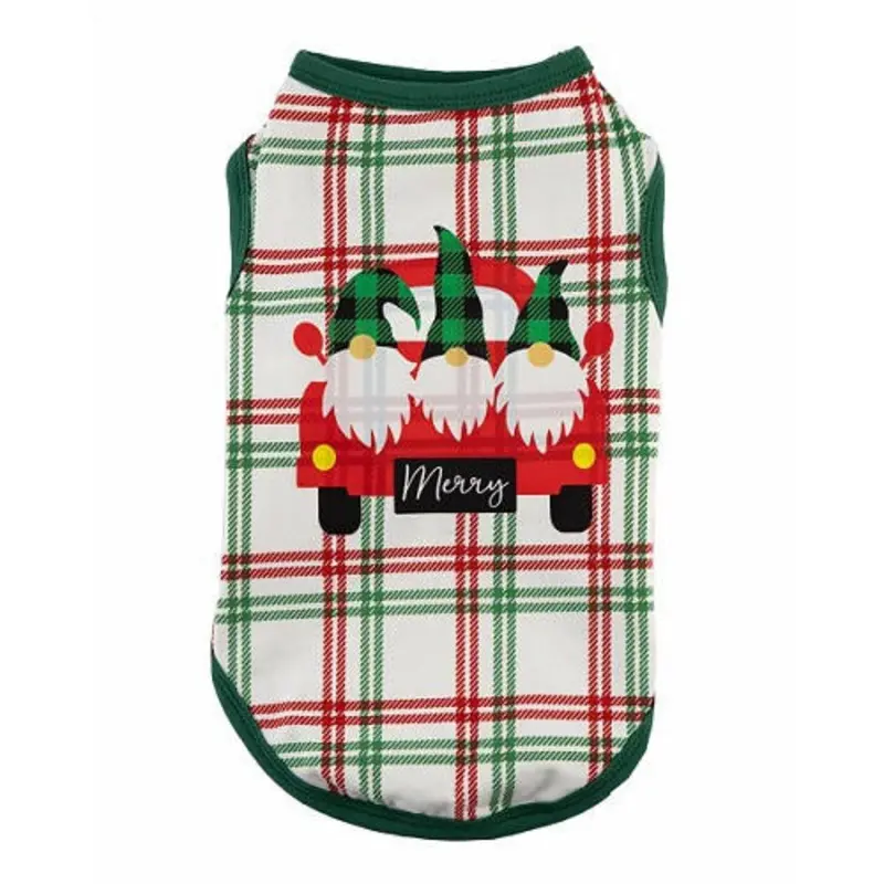 Christmas Gnomes Holiday Dog Tank - Red/Green