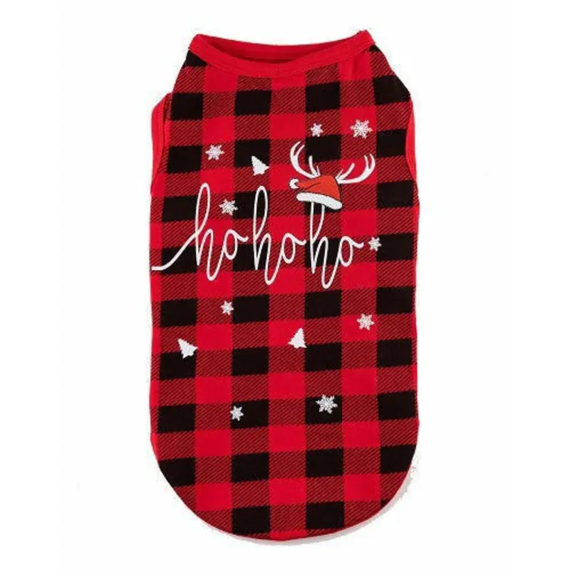 Christmas HO-HO-HO Holiday Dog Tank - Red/Black
