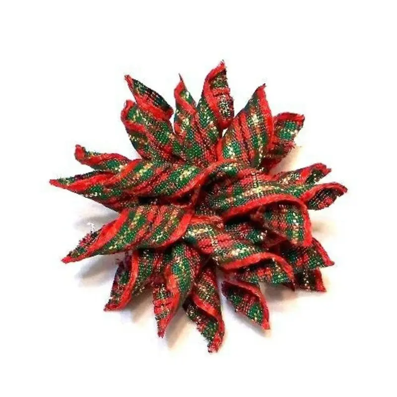Christmas Plaid Whirlie Pet Dog Barrette Alligator Clip