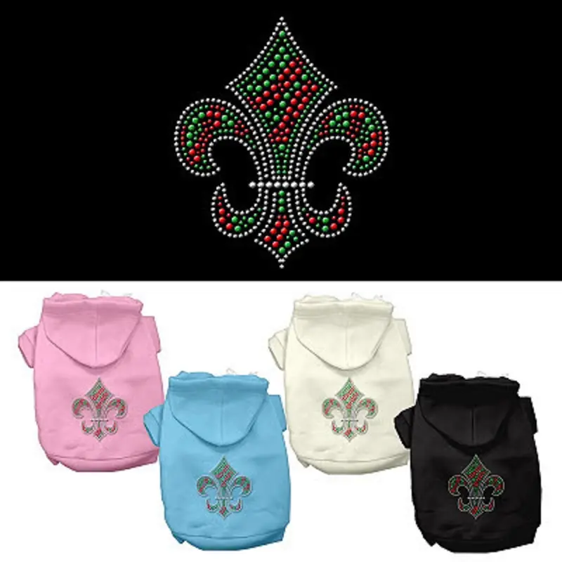 Christmas Rhinestone Fleur de lis Dog Hoodie