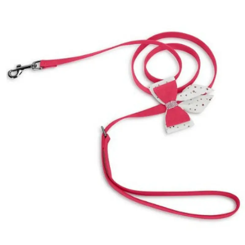 Pink is Love Double Tail Bow Dog Leash - Raspberry