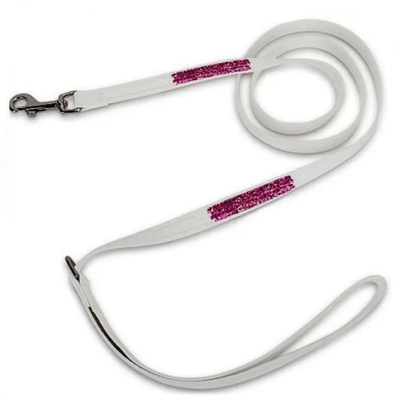 Pink is Love Pink Crystal Rocks Dog Leash - White