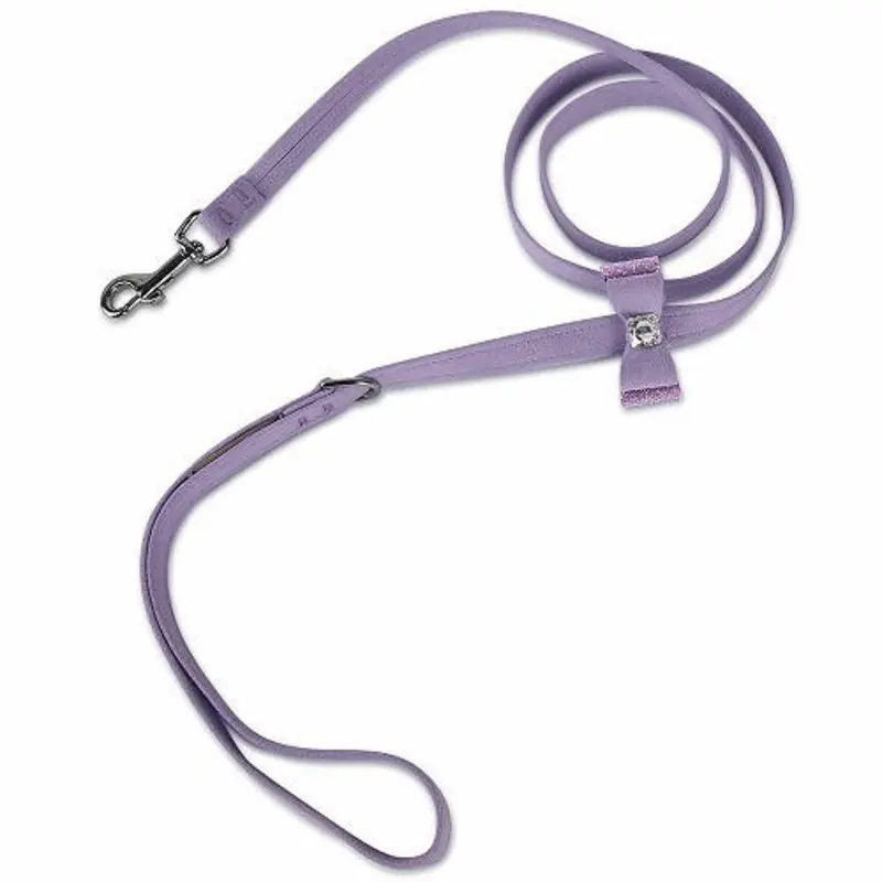 French Lavender Aurora Borealis Crystal Stellar Big Bow Leash
