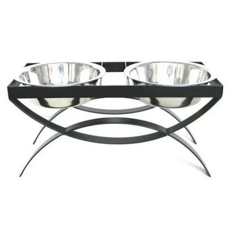 SeeSaw Double Elevated Dog Bowl - Small/Black