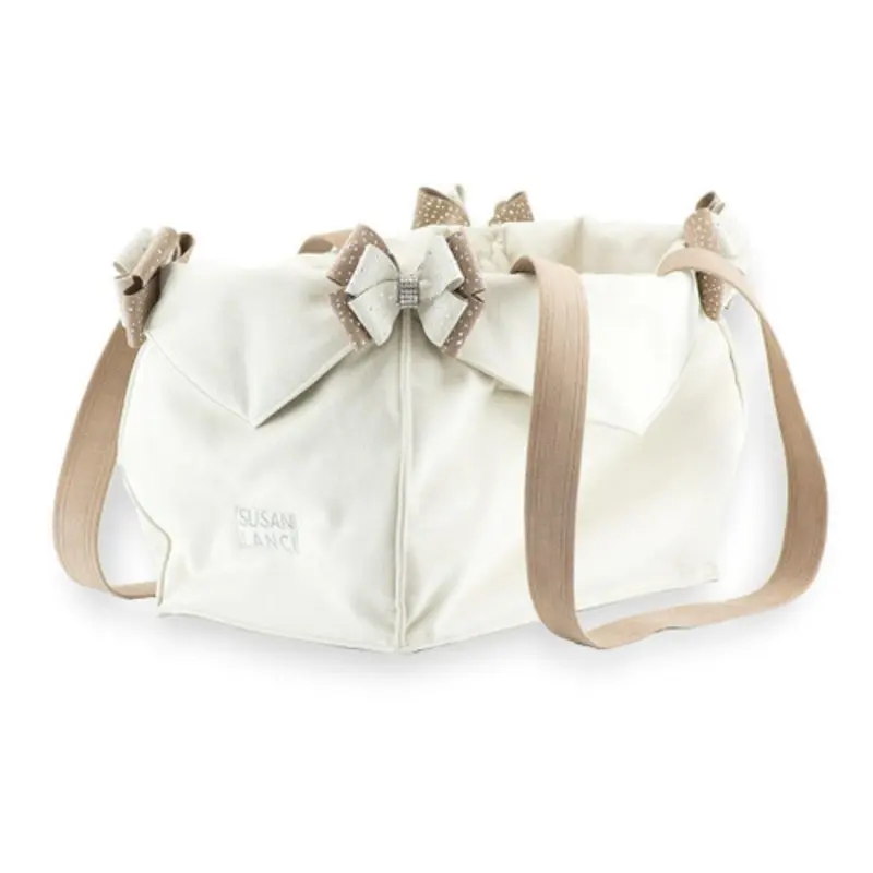 2 Toned Doe & Fawn Nouveau Bow with Stardust Luxury Dog Carrier