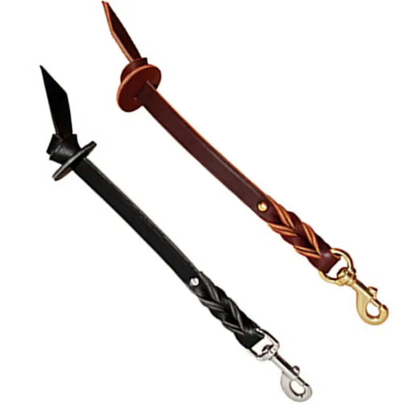 Braided Leather Pull Tab Dog Lead Black, 1/2" W x 12" L