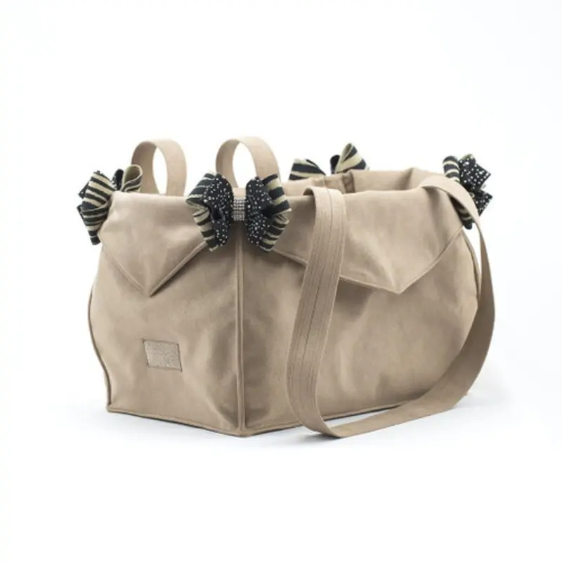 Custom Fawn Nouveau Bow with Stardust  Luxury Dog Carrier - Prints