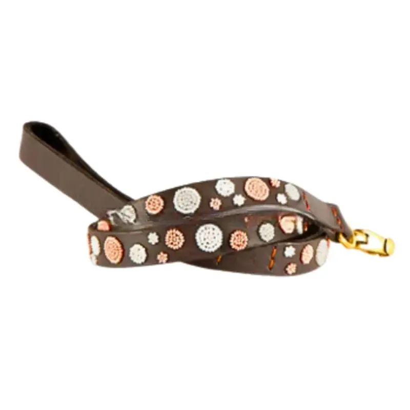 Dots Pink African Beaded Dog Leash Yes Please, 4 ft x 1/2